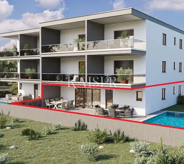 Istra, Novigrad - luksuzan trosoban stan sa dnevnim boravkom, 108 m2, u prizemlju, sa bazenom - cover