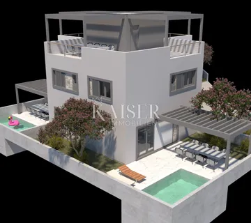 Zadar, Nin-Luksuzna dvojna kuća s bazenom i krovnom terasom , 60 m od mora