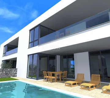Otok Krk, Malinska - dvojna kuća sa bazenom 180m2 - Malinska, Malinska-Dubašnica