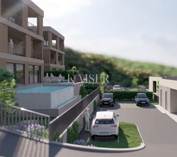 Kostrena, Glavani - trosobni stan s okućnicom i pogledom  u novogradnji - cover