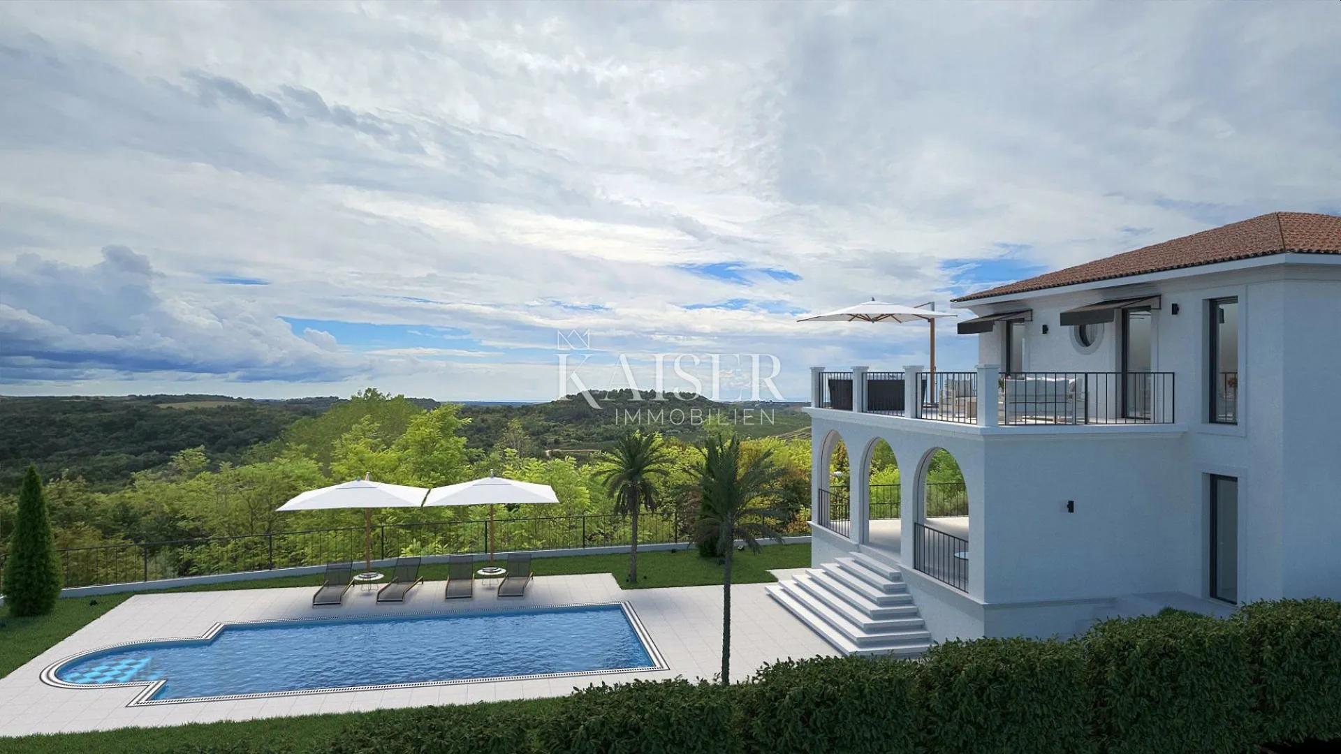 Istra, Buje - luksuzna vila u izgradnji, pogled more i maslinici - cover