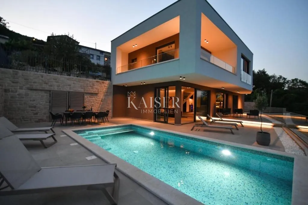 Lovran, Medveja, prekrasna moderna vila s spektakularnim pogledom i bazenom - cover