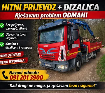 PRIJEVOZ KAMIONOM S KRANOM 3,5 t — ZAGREB — UTOVAR/ISTOVAR - cover