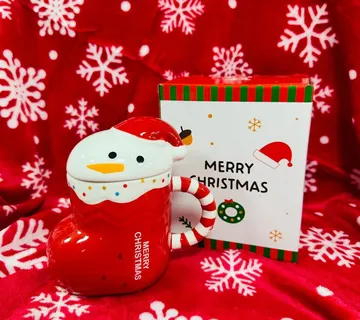 Božićna šalica s poklopcem Snjegović u poklon kutiji 300ml - cover