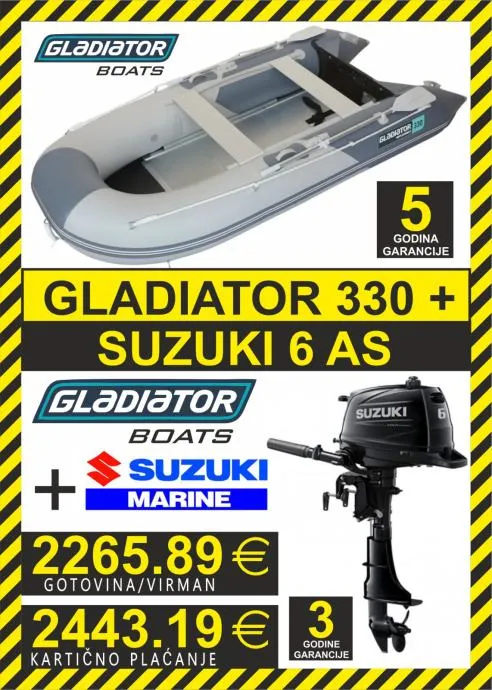 GUMENJAK GLADIATOR 330 + SUZUKI 6 do 12 RATA - cover