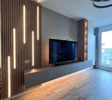 TV regal sa zidnom oblogom i led rasvijetli - cover