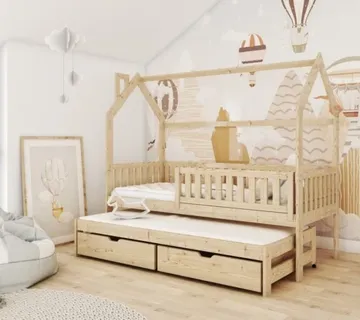 Drveni dječji krevet Monkey s dodatnim krevetom – 160×80 - cover