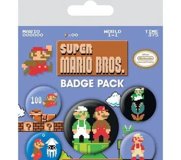 Super Mario Bros Pixel Pack od 5 bedžova 4cm - cover