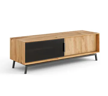 TV Komoda Modern Loft 200x50cm Sa Staklom,Materijal:Masivno Drvo Hrast - cover
