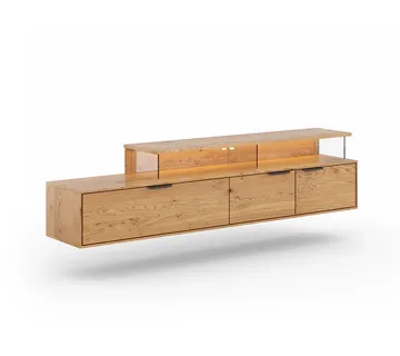 Viseća TV Komoda Tirano 200x39 cm, Materijal: Masivno Drvo Hrast - cover