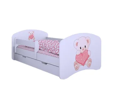 Drveni dječji krevet Happy medo sa srcem s ladicom – 160*80 - cover