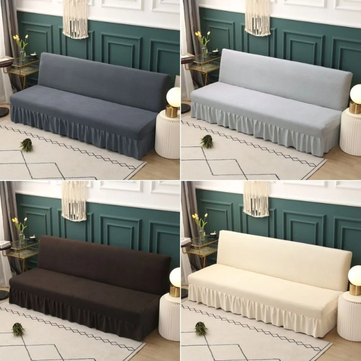 Navlaka s volanima za kauč bez rukohvata - cover