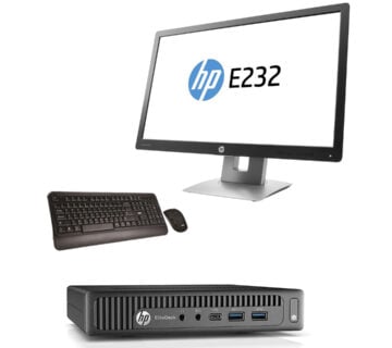 MIKRO START PAKET - HP EliteDesk 800 G2 Mini PC/Intel Core i5-6500T/8GB DDR3/128GB SATA SSD/W10 Pro + Monitor HP E232 + tipkovnica i miš - cover