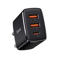 Univerzalni punjač Baseus Compact Quick Charger, 2x USB A, 1x USB C, 30W, crni, CCXJ-E01 - Zagreb