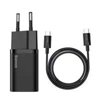 Univerzalni punjač Baseus Super Si 1C 25W + USB C kabel 1m crni, TZCCSUP-L01 - Zagreb