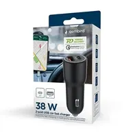 Auto punjač Gembird 2 port 38W (18W+20W), 1x USB A, 1x USB C, PowerDelivery, QC 3.0, TA-UC-AC2PDQC38-CAR-01 - Zagreb
