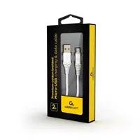 Kabel USB A - MicroUSB, 2m, USB 2.0 480 Mbps 2.A, Gembird Premium Cotton braided bijelo-sivi, CC-USB2B-AMmBM-2M-BW2 - Zagreb