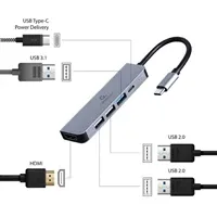 USB C HUB Gembird 5u1, 1x HDMI, 1x USB 3.1, 2x USB 2.0, 1x USB C PD 87W, A-CM-COMBO5-03 - Zagreb