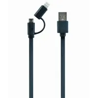 Kabel USB 2.0 - 2u1 Lightning / MicroUSB 1m Gembird crni P/N: CC-USB2-AMLM2-1M - Zagreb
