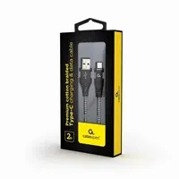 Kabel USB A - USB C 2m, 480 Mbps, 2.1A, Gembird Premium cotton braided, CC-USB2B-AMCM-2M-BW - Zagreb