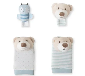 Zveckalice za ruke i stopala MEDO PLAVI,ROZI I SIVI - cover