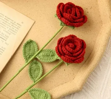 Umjetno pleteno cvijeće - Ruža ručno pletena - cover