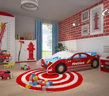Dječji drveni krevet vatrogasni – 180*90 (ime djeteta po želji) - cover