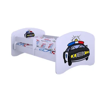 Drveni dječji krevet Happy policijski auto bez ladice – 160*80 - cover