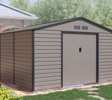 Vrtna metalna kućica 12,9 m² – 3,4 m x 3,8 m - SIVA - cover