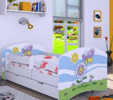 Drveni dječji krevet Happy leptir s ladicom – 180×90 - cover