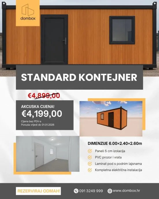 KONTEJNER 6x2,4m (bijeli, antracit, dekor-drvo) - AKCIJA 4.199,00 EUR - cover