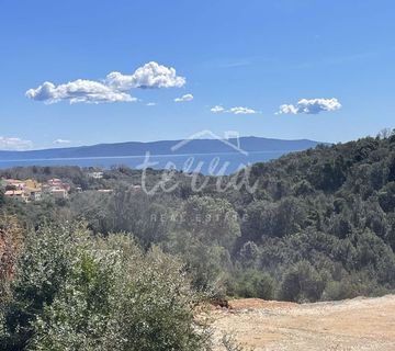 Labin, okolica, građevinski teren sa građevinskom dozvolom i predivnim pogledom na more - cover