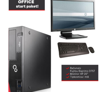 OFFICE START PAKET - Fujitsu Esprimo D757, SFF/Intel Core i5-7500/8GB DDR4/256GB SSD SATA/WIN 10 PRO MAR + MONITOR HP 20" LA2006X+ TIPKOVNICA I MIŠ - cover