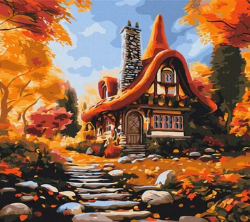 Kuća u šumi / jesen / set za slikanje po brojevima 50 x 40 cm - cover