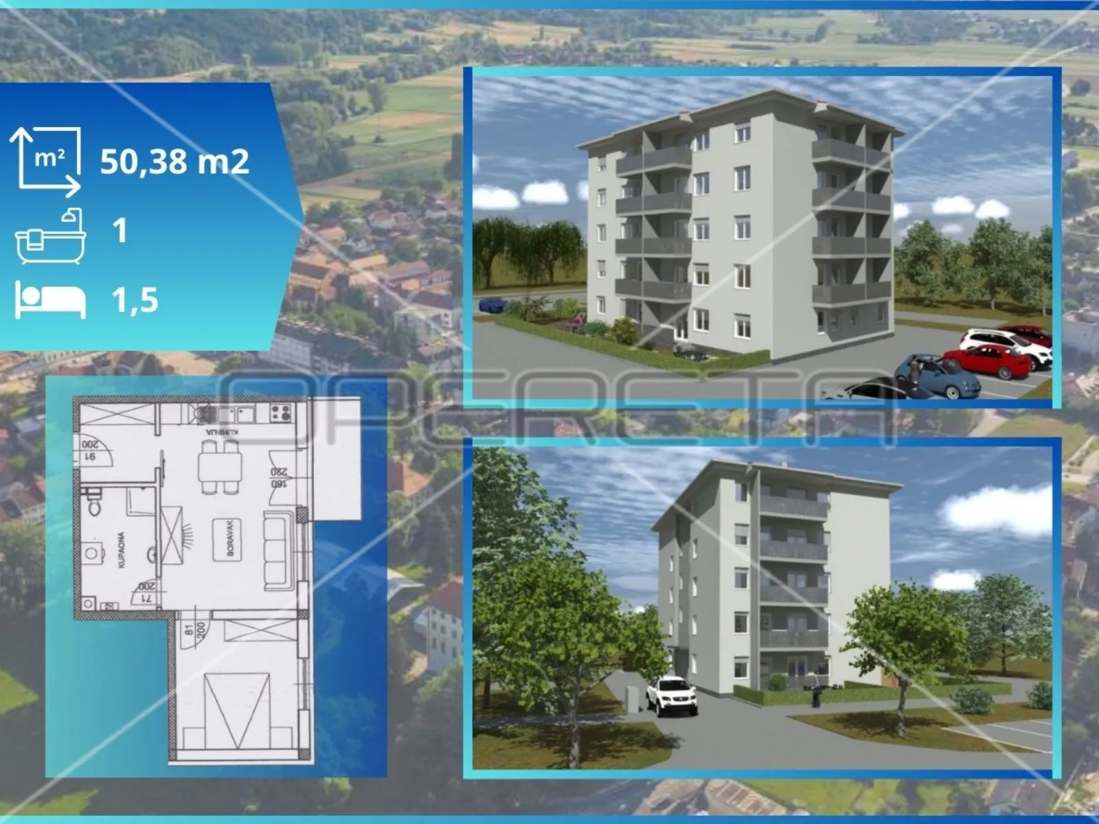 Prodaja, Stan, Ludbreg, Ulica Augosta Šenoe, 1,5s, 49m2 - cover