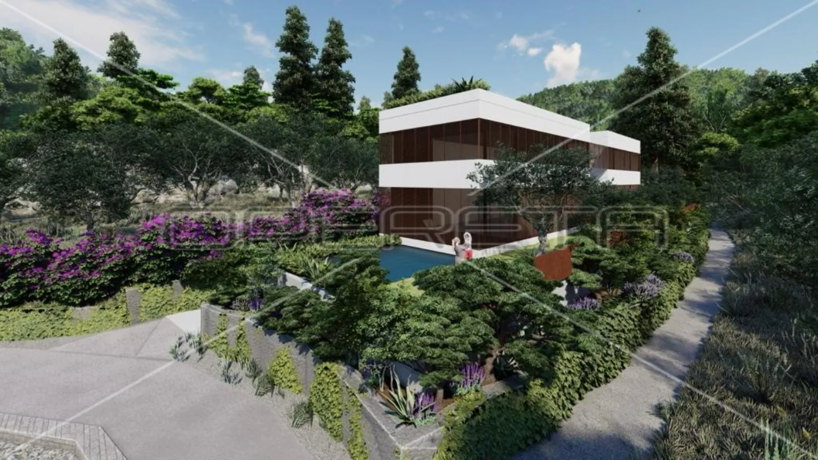 Novogradnja, kuća sa 2 stana i bazenom na krovu, Gršćica, Korčula - cover