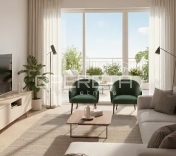 Novogradnja Makarska, 87,7 m2 dvosoban stan s balkonom 23,55 m², blizina centra - cover