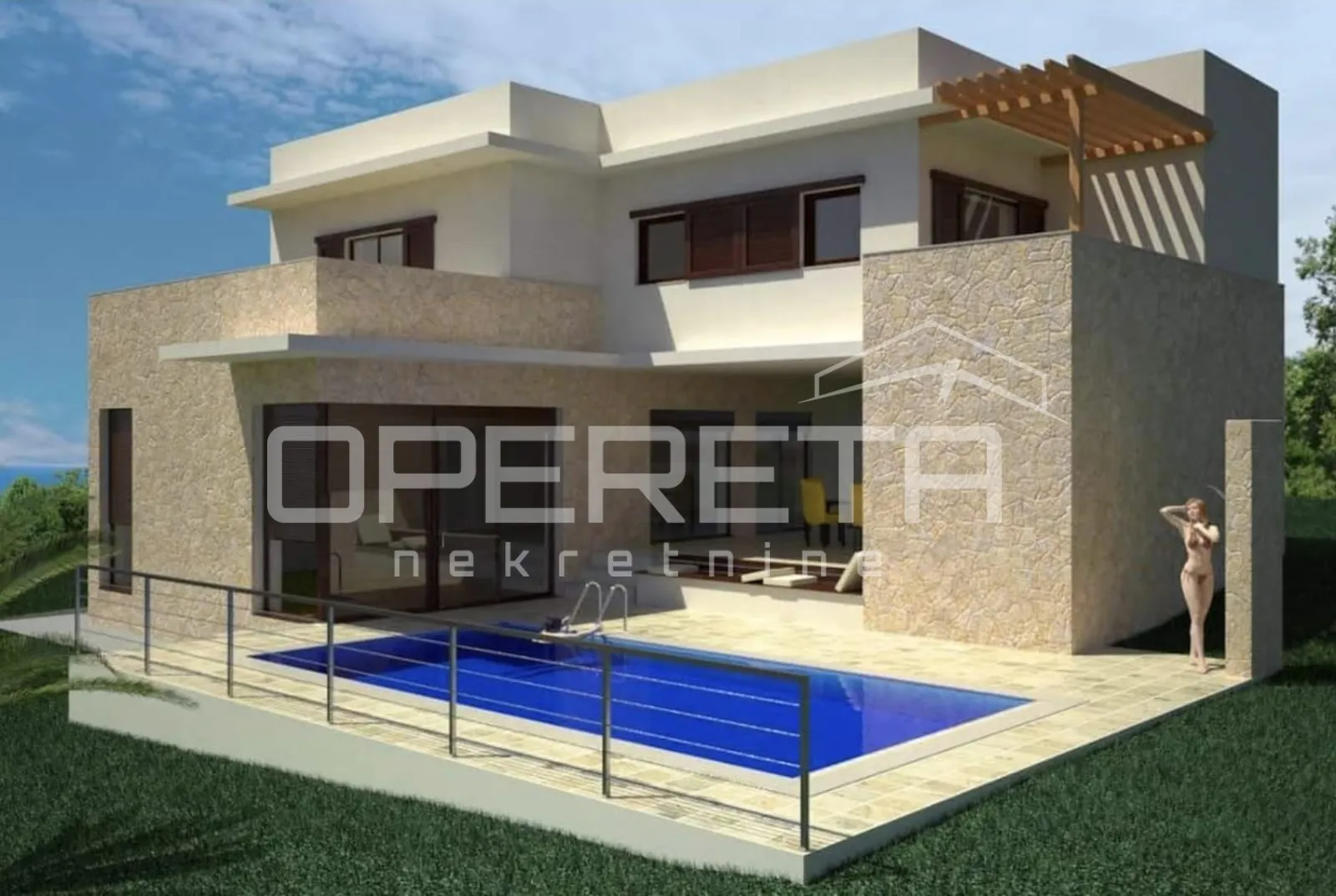 Zemljište sa građevinskom dozvolom za vilu s bazenom, 700 m2 , LUN, otok Pag - cover