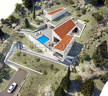 Zemljište s projektom luksuzne vile modernog dizajna prvi red do mora, Starigrad - cover