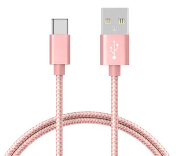Optimus USB C data kabel (1m, USB-C na USB 2.0, pleteni/najlon, rozi) - cover