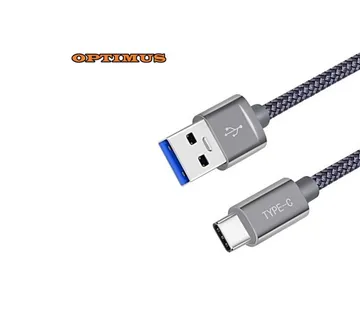 Optimus USB C data kabel (1m, USB 3.0 na USB-C, pleteni/najlon, sivi) - cover