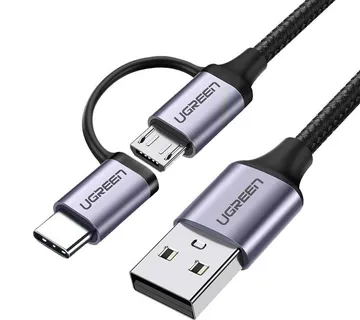 Optimus USB data kabel 2u1 (1m, Micro USB / USB-C na USB 2.0, crni) - cover