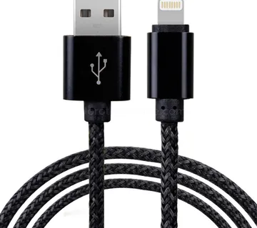 USB data kabel (2m, Lightning na USB-A, pleteni/najlon, crni) - cover