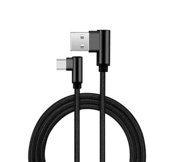 Optimus USB data kabel (1m, Micro USB 90° kutni na USB-A, pleteni/najlon, crni) - cover