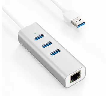 Optimus USB 3.0 Hub adapter (3x USB 3.0, Gigabit LAN RJ45, Srebreni) - cover