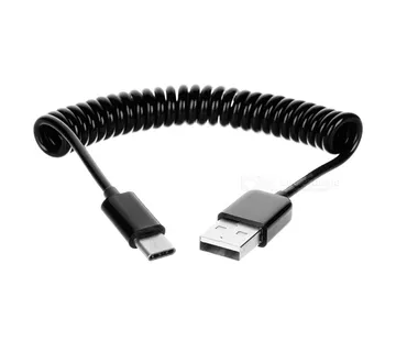 Optimus USB data kabel (1m, USB-C na USB 2.0, spiralni/coil, crni) - cover