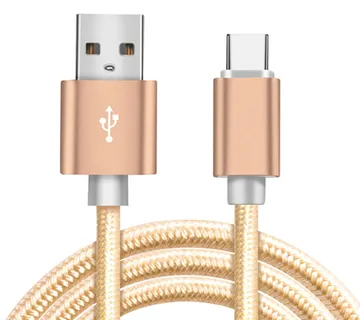 Optimus USB C data kabel (1m, USB-C na USB 2.0, pleteni/najlon, zlatni) - cover