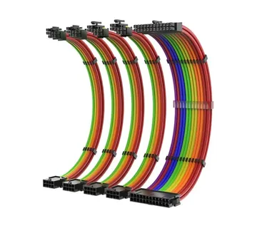 ATX ekstenzioni kabel set (ATX 24-pin + PCI-E 8-pin + CPU EPS 8-pin, 350mm, rainbow) - cover