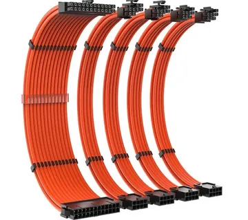 ATX ekstenzioni kabel set (ATX 24-pin + PCI-E 8-pin + CPU EPS 8-pin, 350mm, narandžasti) - cover