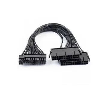 Napojni kabel (30cm, 24-pin muški na 2 x 24-pin ženski, crni) - cover
